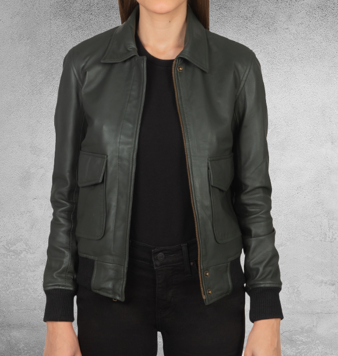 Halcia Leather Bomber Jacket