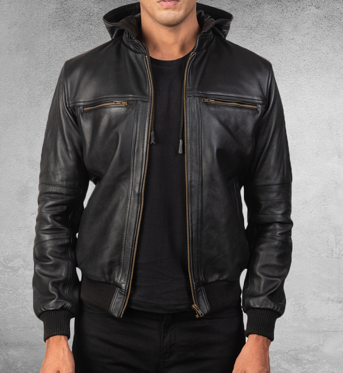 Blvd Biz Leather Bomber Jacket