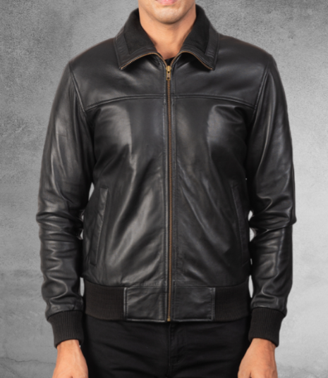 Retro Leather Bomber Jacket